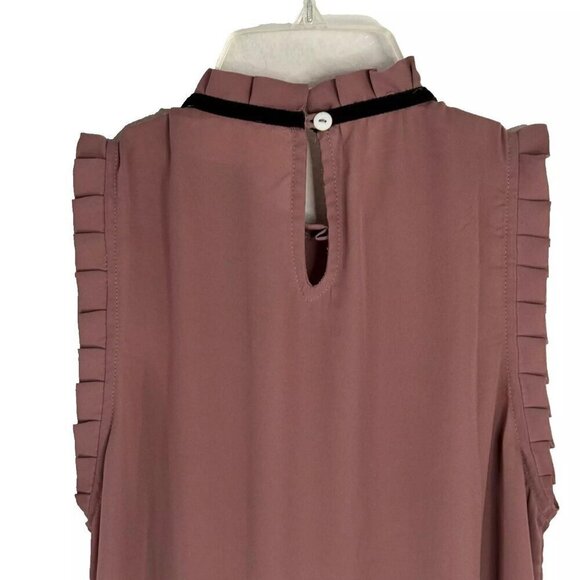 Moon Mauve Black Sleeveless Blouse Lace Insert Semi Sheer Women's Small GUC - Picture 4 of 9